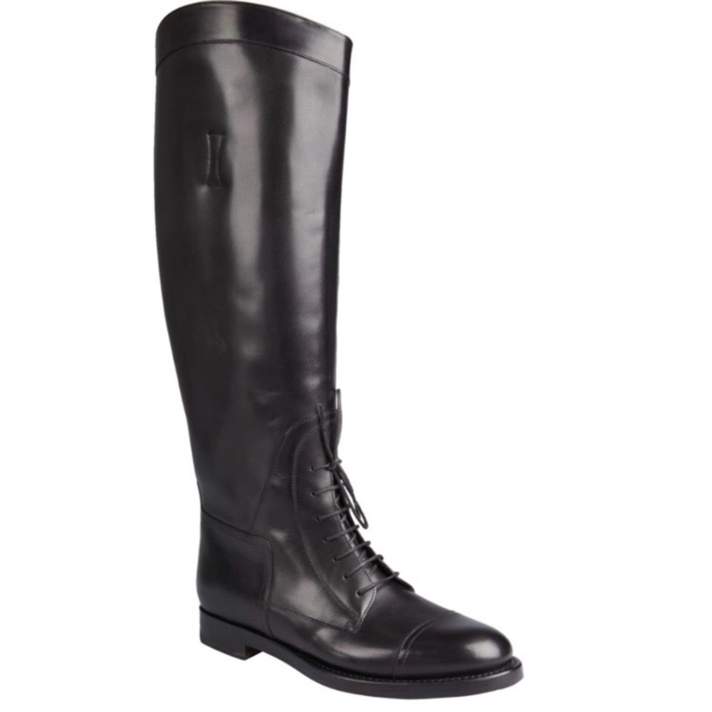 🎉DELETING TODAY🎉 Gucci Boulanger Black Lace Up Tall Equestrian Riding Boots 37.5